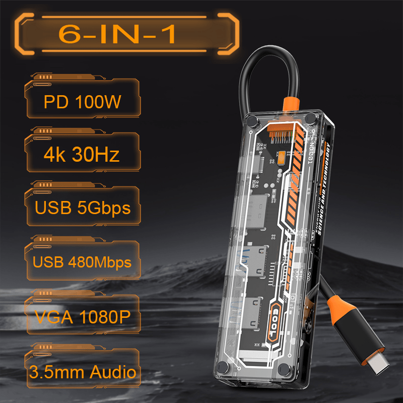 6-in-1 USB-C Hub for MacBook P - Usb Hub Type C review and price